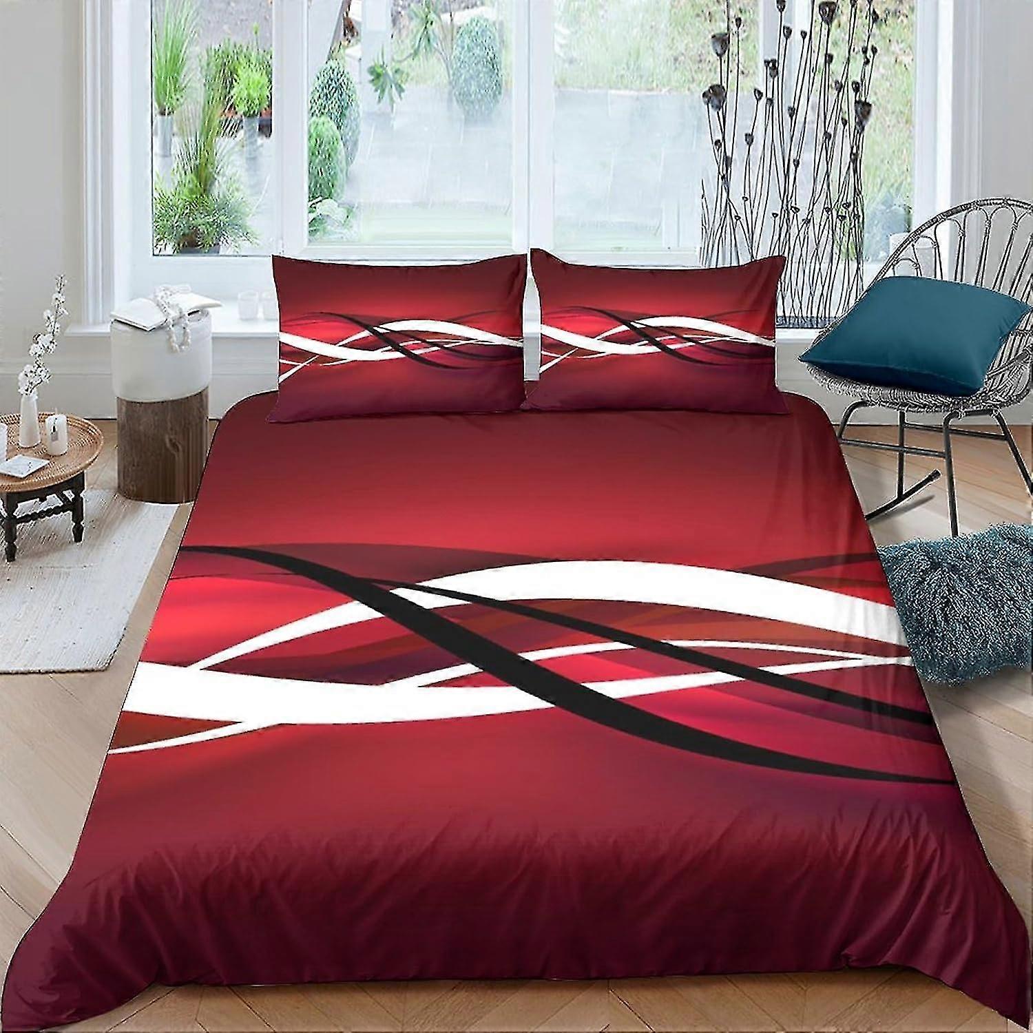 3D Effect Comforter Cover for Children and Adults Printed Microfiber Abstract Stripes Minimalist Duvet Cover Set with Pillow Cases