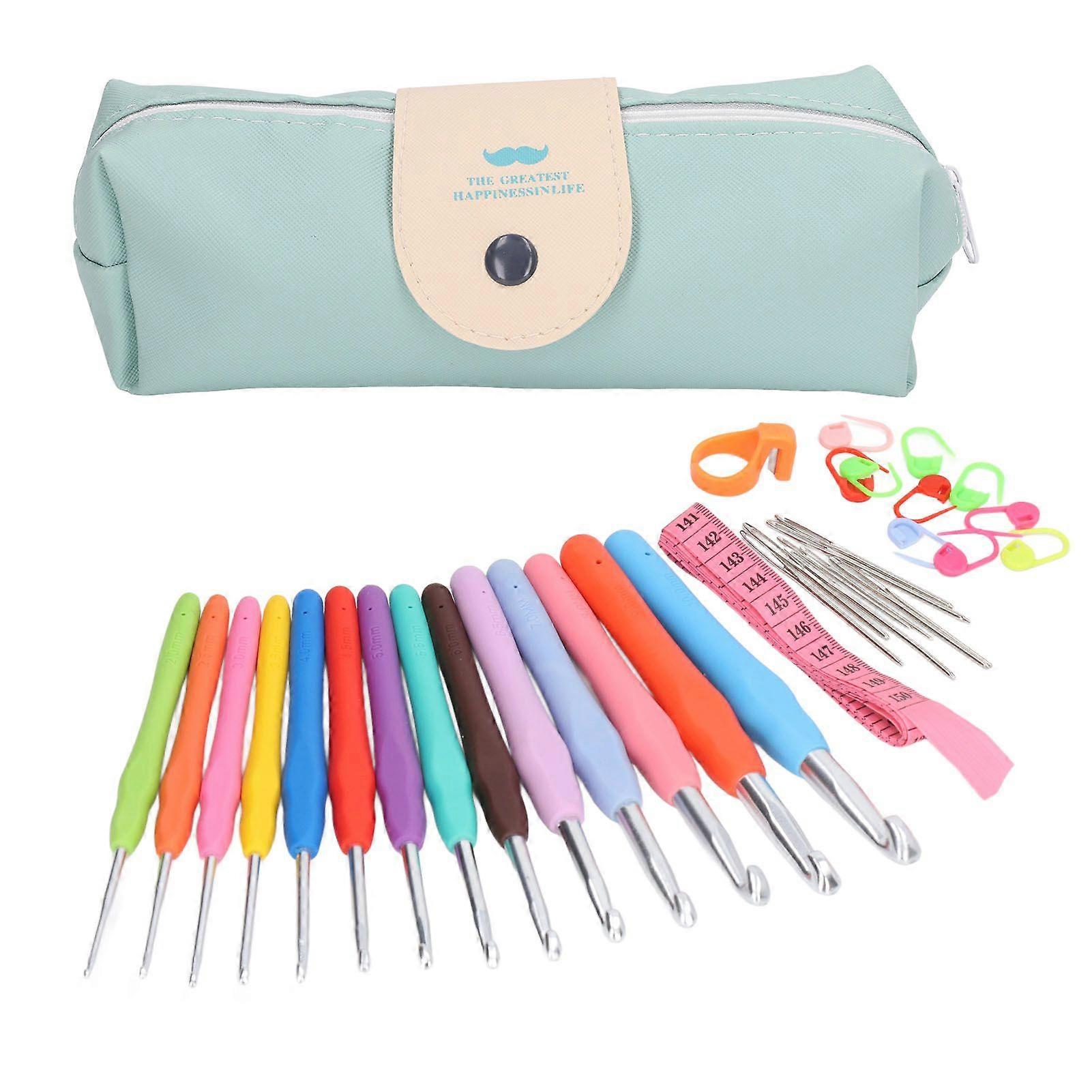 2025 Latest Model 37pcs Crochet Hooks Set Portable Bright Color Ergonomic