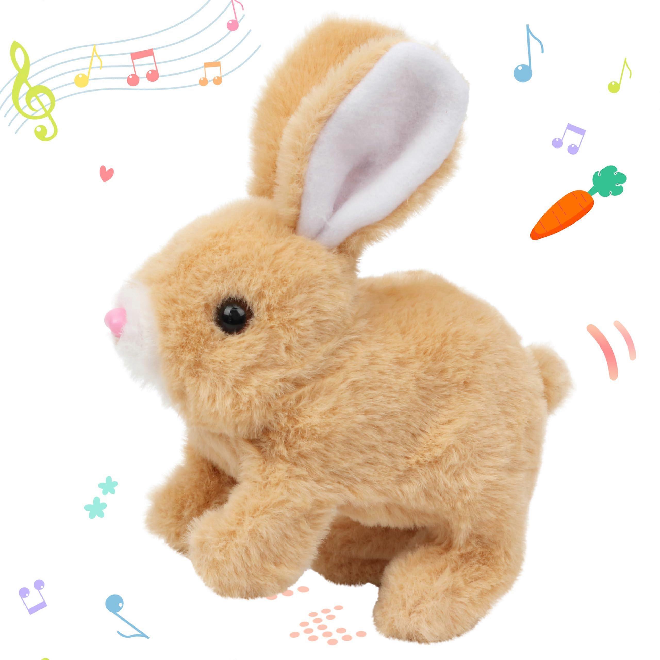 Bouncing Rabbit Interactive Electronic Pet Plush Toy with Sounds, Brown