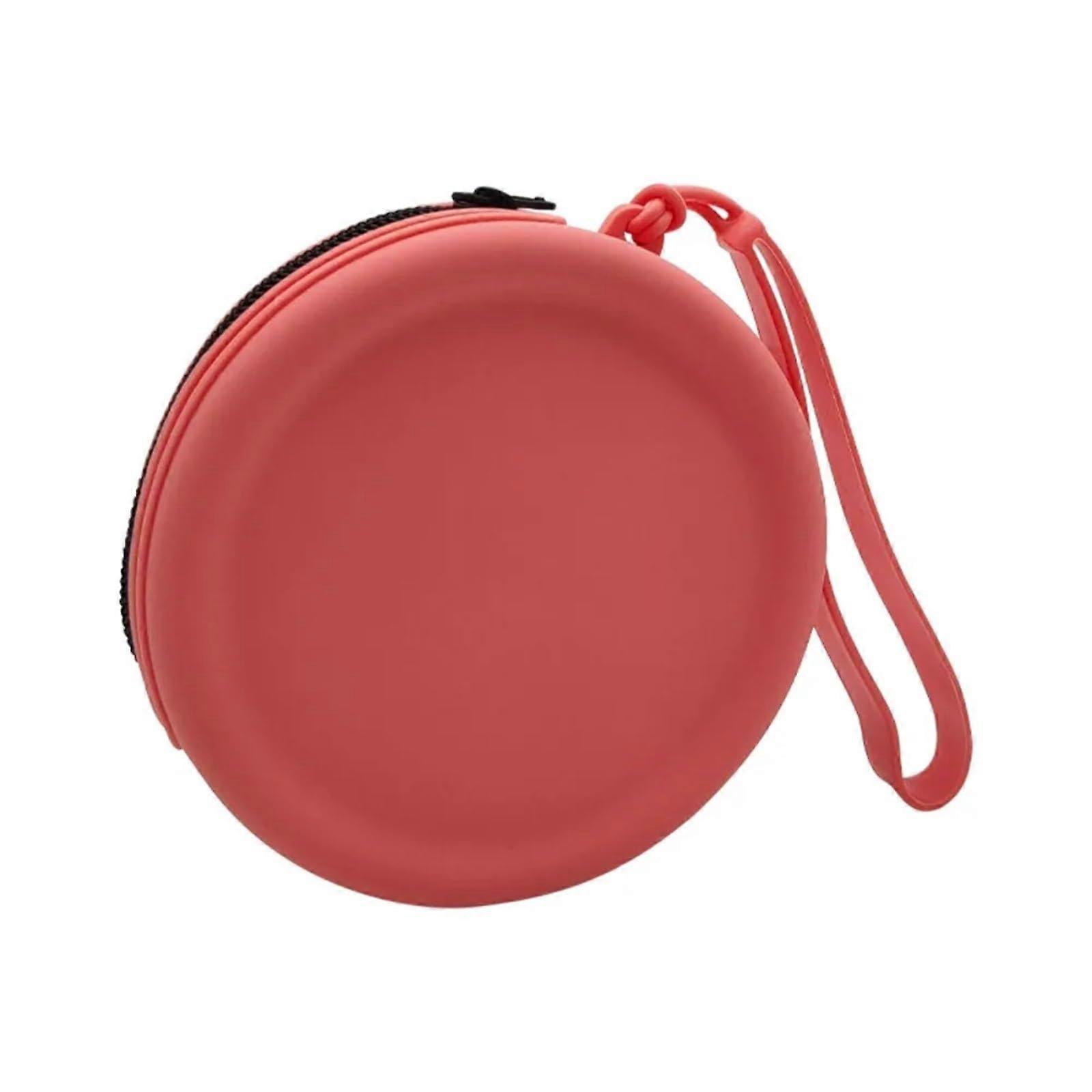 Silicone Wallet Mini Purse for Women, Round Shape Luxury Designer Handbag for Keys and Coins in Red