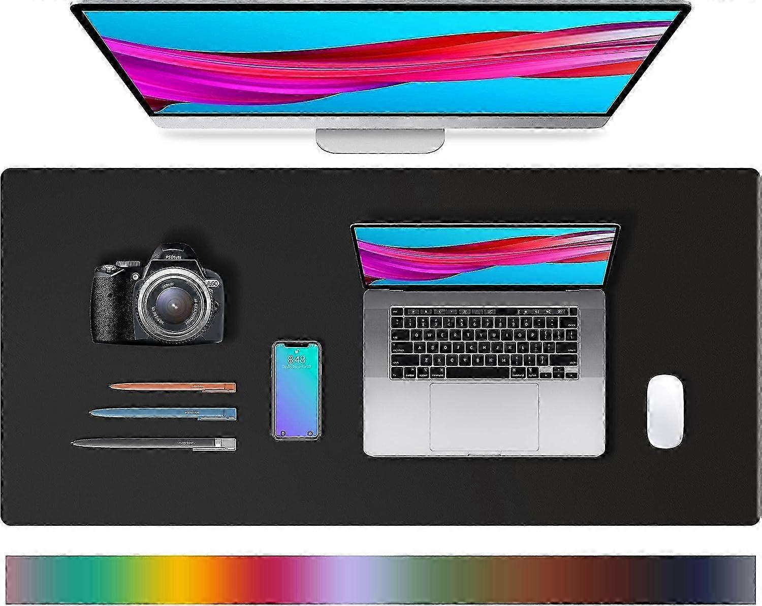 Desk Mat, PU Leather Desk Mat, Mouse Pad, Non-slip Desk Mat, Waterproof Desk Mat for Office and Home (91cm x 43cm, Black)