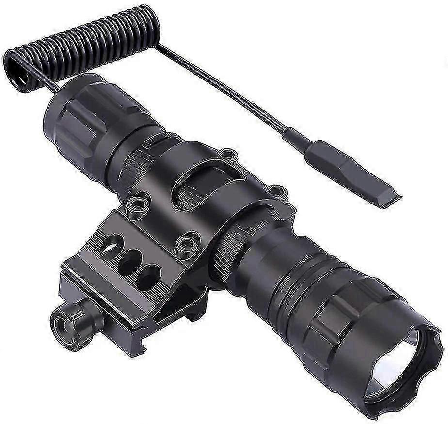 Led Tactical Flashlight, 1 Flashlight Mode, With Push Button Switch And 45 Mounting Rail, Side Offset Ring