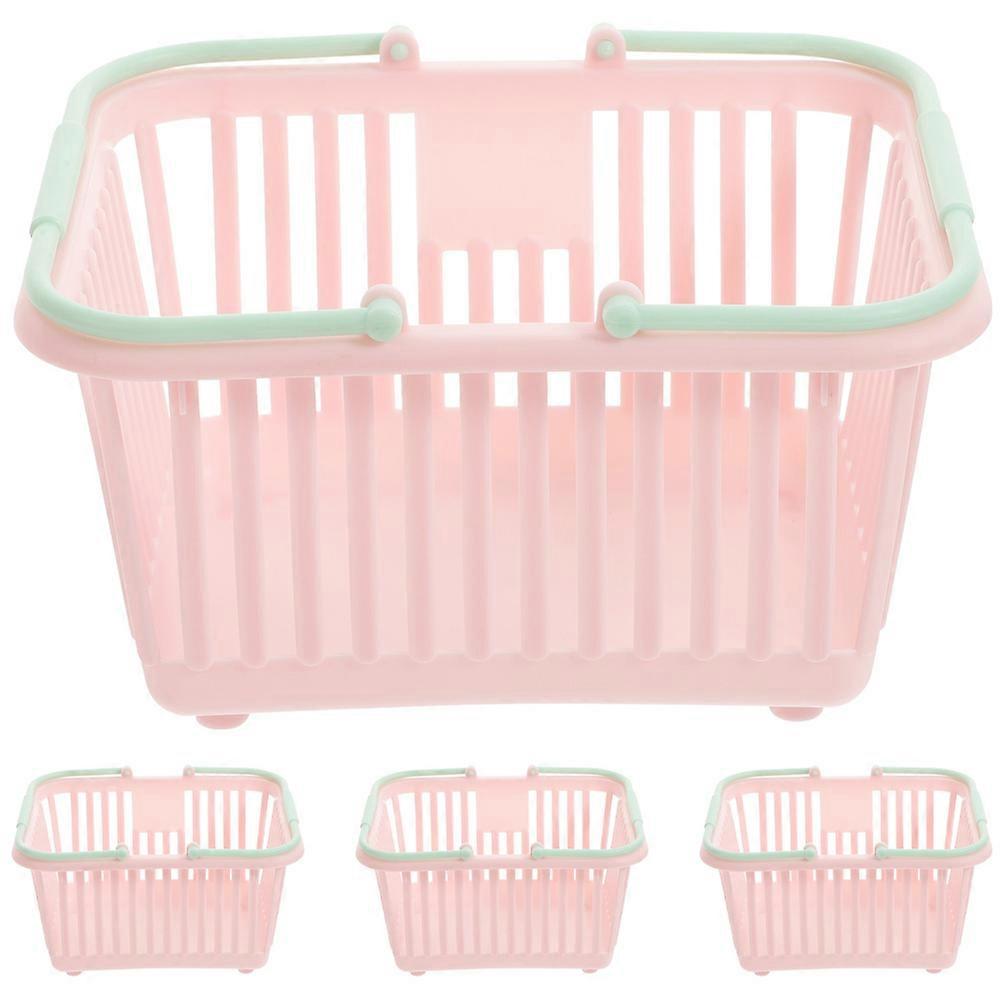 4pcs Plastic Storage Baskets for Cosmetics & Sundries – Compact Open Design for Easy Access at Home or Office