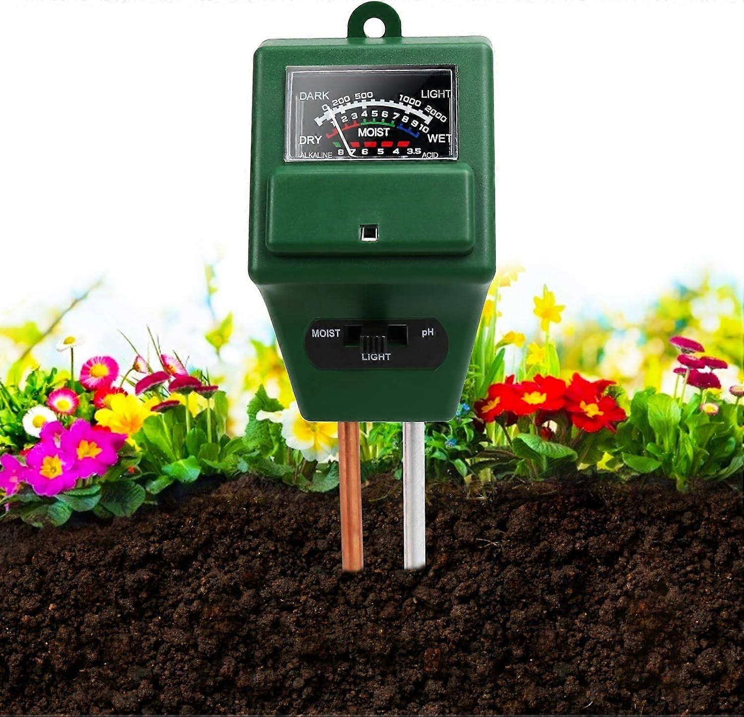 Soil PH Tester,  3 in 1 Soil Test Kit for PH/Moisture/Light, Soil Testing Probe Sensor Analyzer Detector Reader