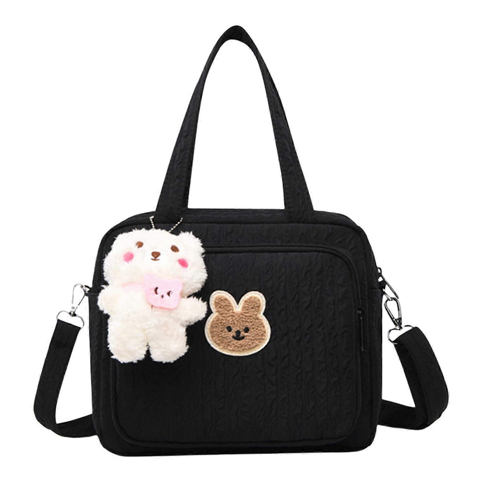 Baby Changing Bag, Large Capacity Cotton Travel Changing Bag for Newborns Black