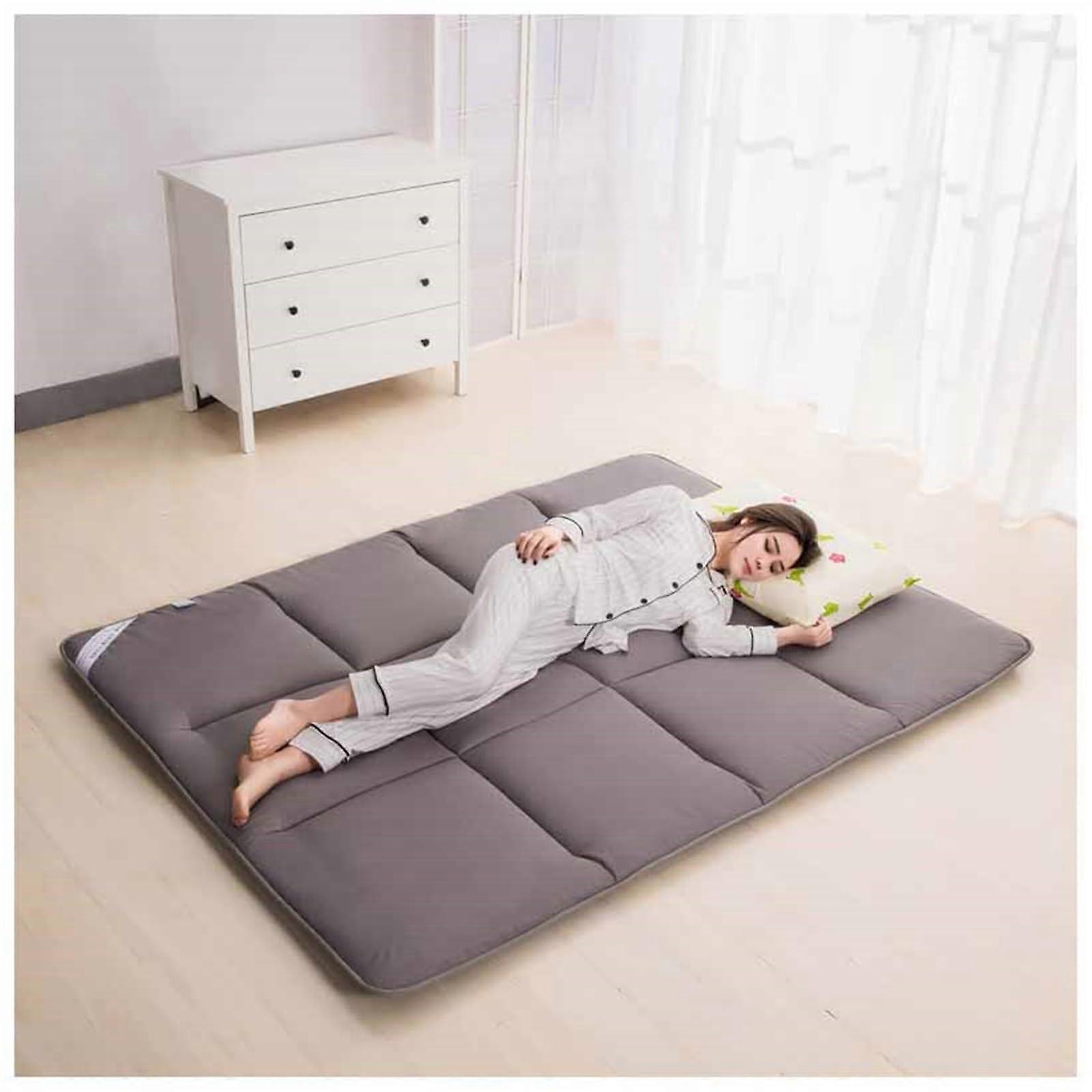 Portable Rollup Mattress, Foldable Sleeping Pad for Dormitory, Futon (Gray, 90x200cm)