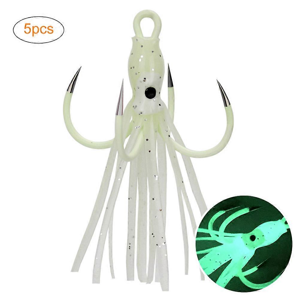 5PCS Simulated Octopus Fishing Bait Luminous Lures with Four-jaw Hook