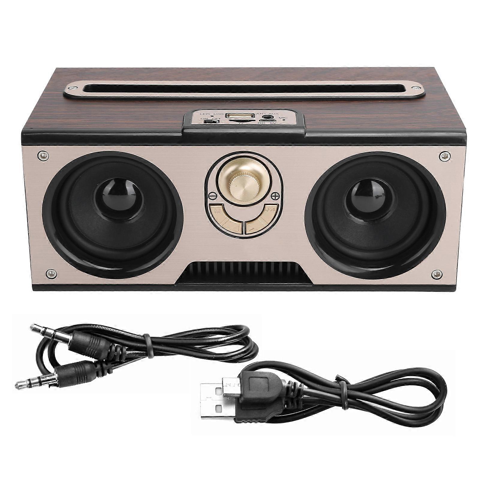 Retro Wooden Bluetooth Speaker HiFi Wireless Portable o Sound Support Memory Card AUX in