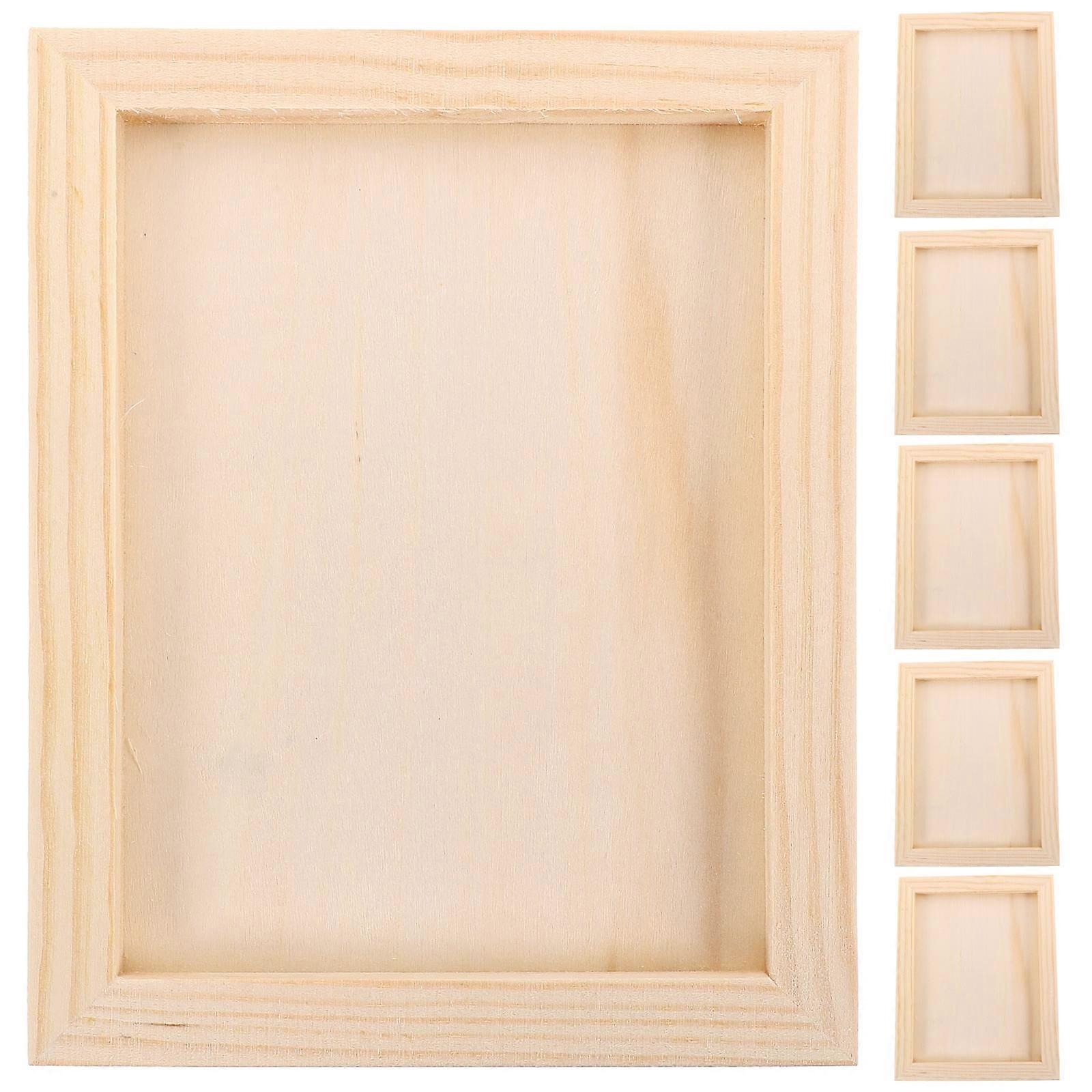 Wooden Photo Frames Unfinished Picture Frame for Desk Craft Skills Development 18x14cm Beige 6Pcs
