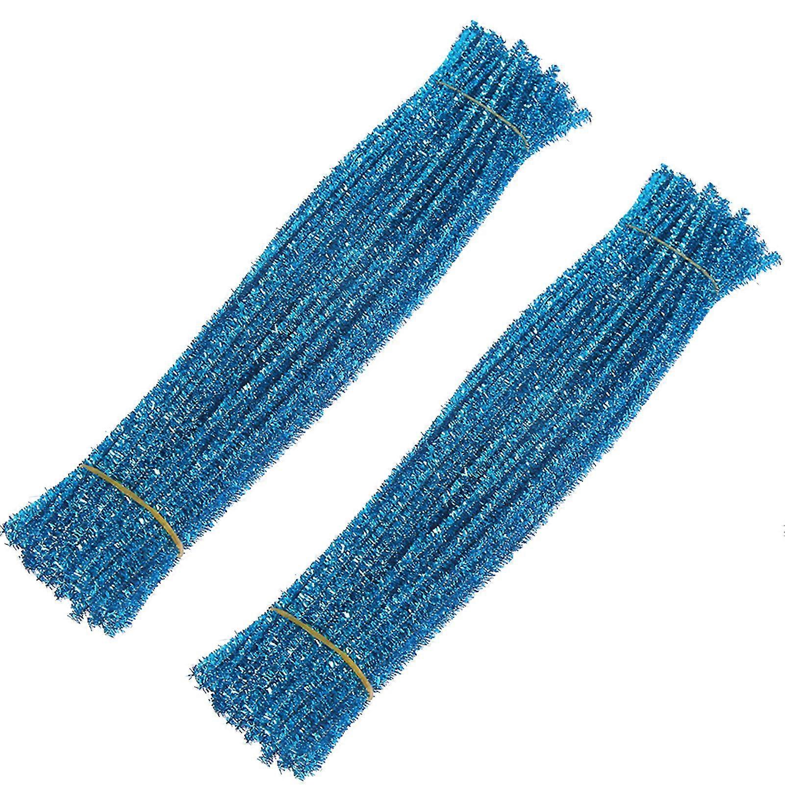 200Pcs Pipe Cleaners Flexibly Multi-Color Chenille Stems for DIY Art Craft Supplies Creative Decorations--Lake Blue
