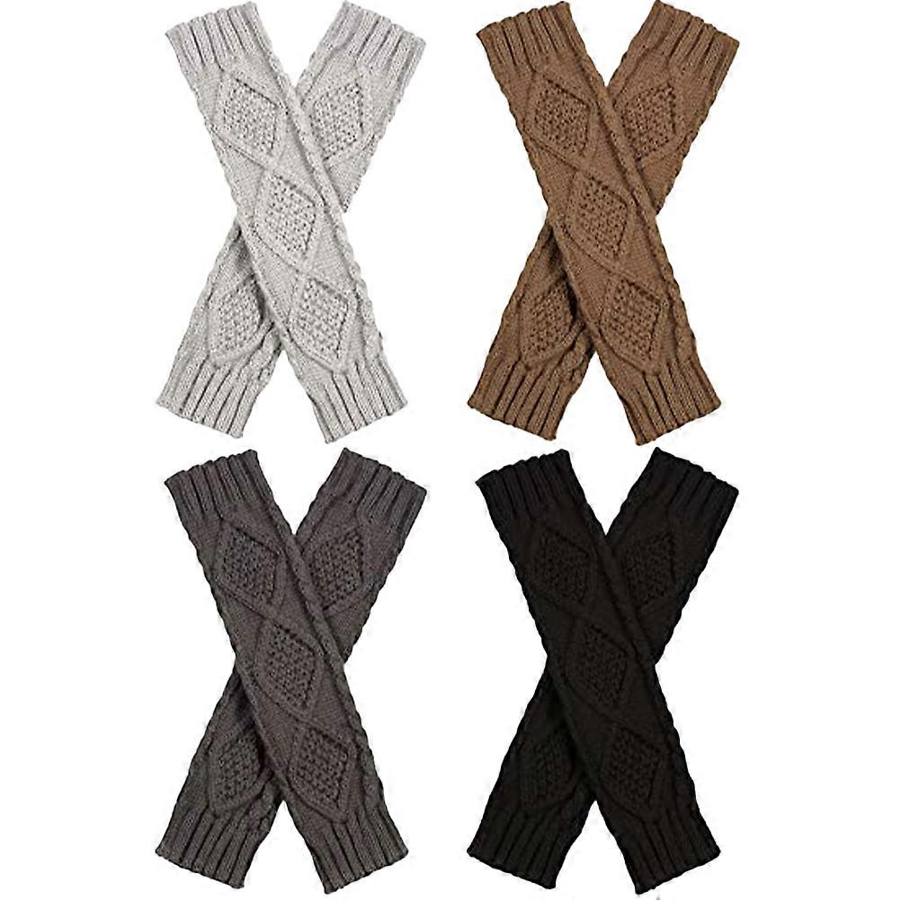 Knitted Arm Sleeves Winter Camping Smoke Gray 30x8cm Warmth Retention 4 Pairs