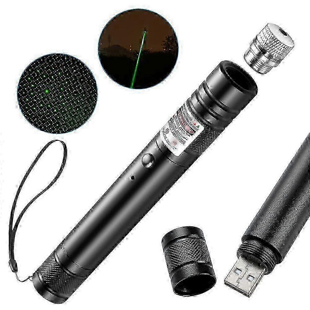 Rechargeable Pen Light with Green Laser Pointer - LED Flashlight for Presentations, Office, Outdoor Adventures & LCD Screen Use