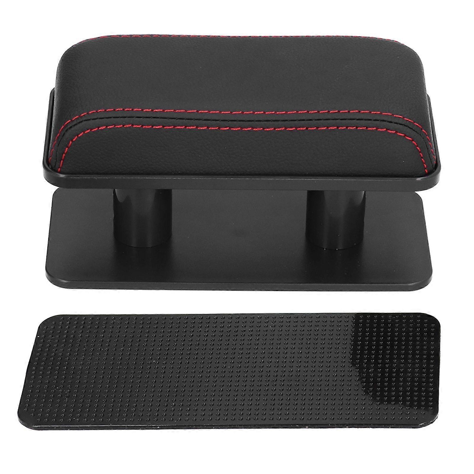 Car Adjustable Armrest Left Elbow Support Bracket Pad AntiFatigue AntiSlip Automobile Inside Modification(Black Red Edge )