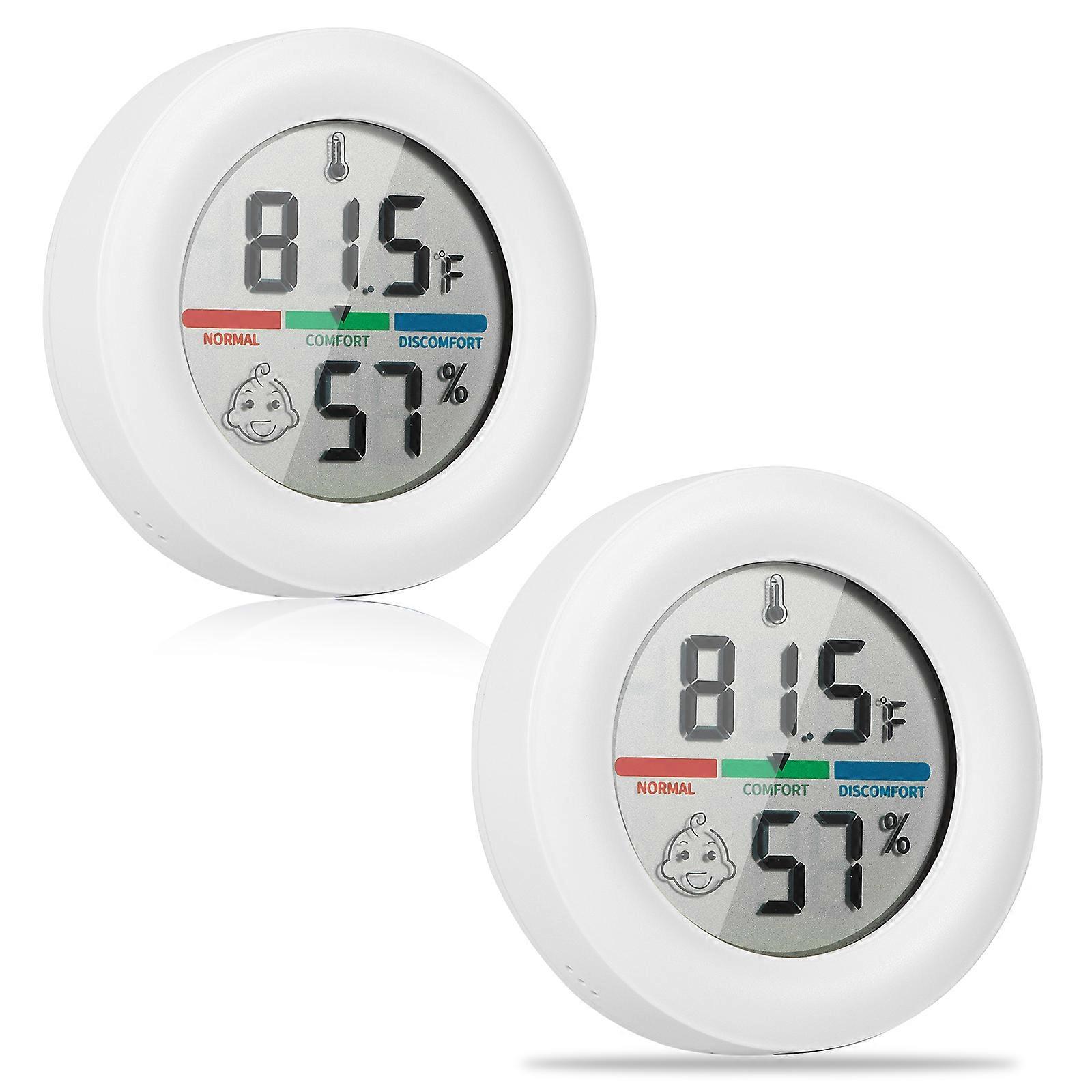 Round Indoor Thermometer Hygrometer 2pcs White