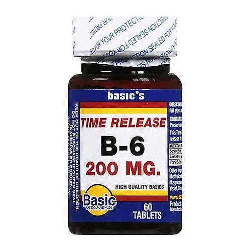 Basic Vitamins Time Release B-6 ,200 Mg ,60 Tabs (Pack of 1)