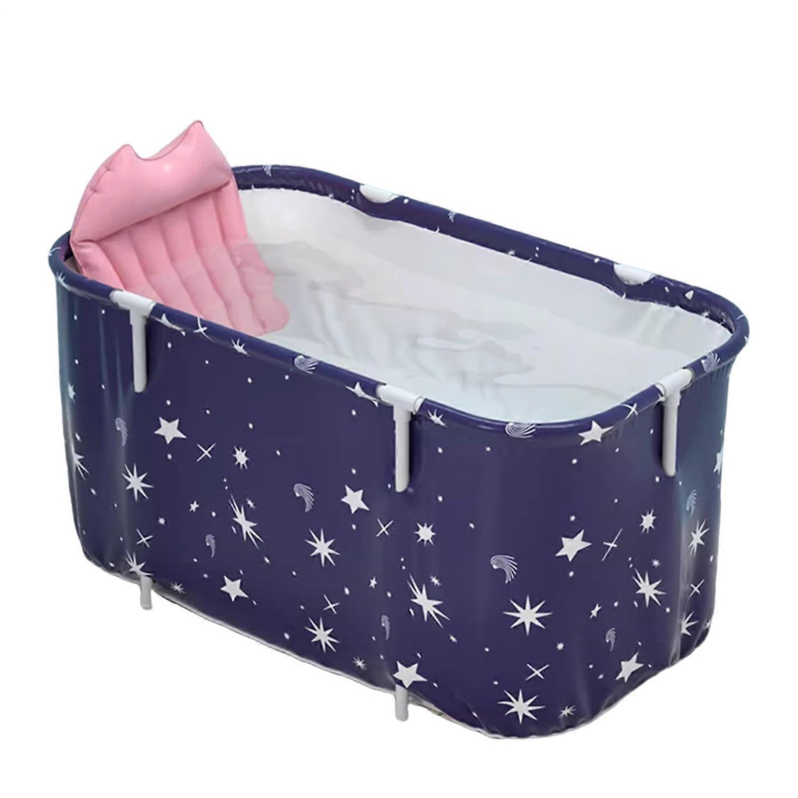 Portable Tub - 47.24 Inch Soaking Bathtub, Heat Insulated Nylon, Folding Bath Bucket, Spacious Indoor Outdoor Use, Blue