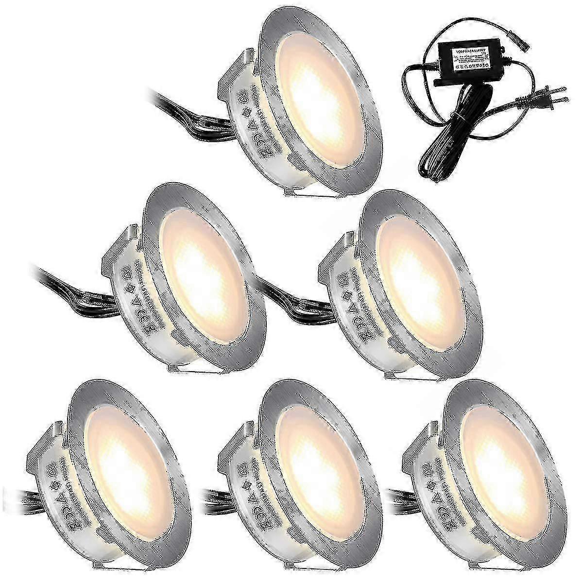 凹型LEDデッキライトキット6パックSmy(アップグレード)グラウンド屋外LEDデッキ照明防水Ip67