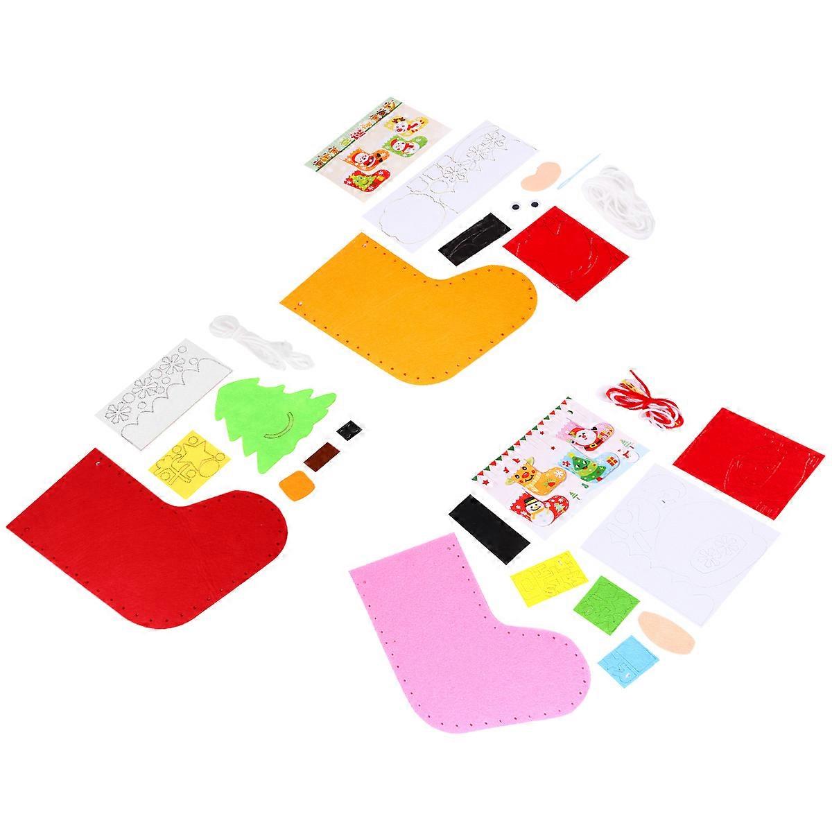 4pcs DIY Christmas Stockings Craft Kit for Handmade Felt Socks – Educational Sewing Supplies for Kids, Families, and Holiday Activities