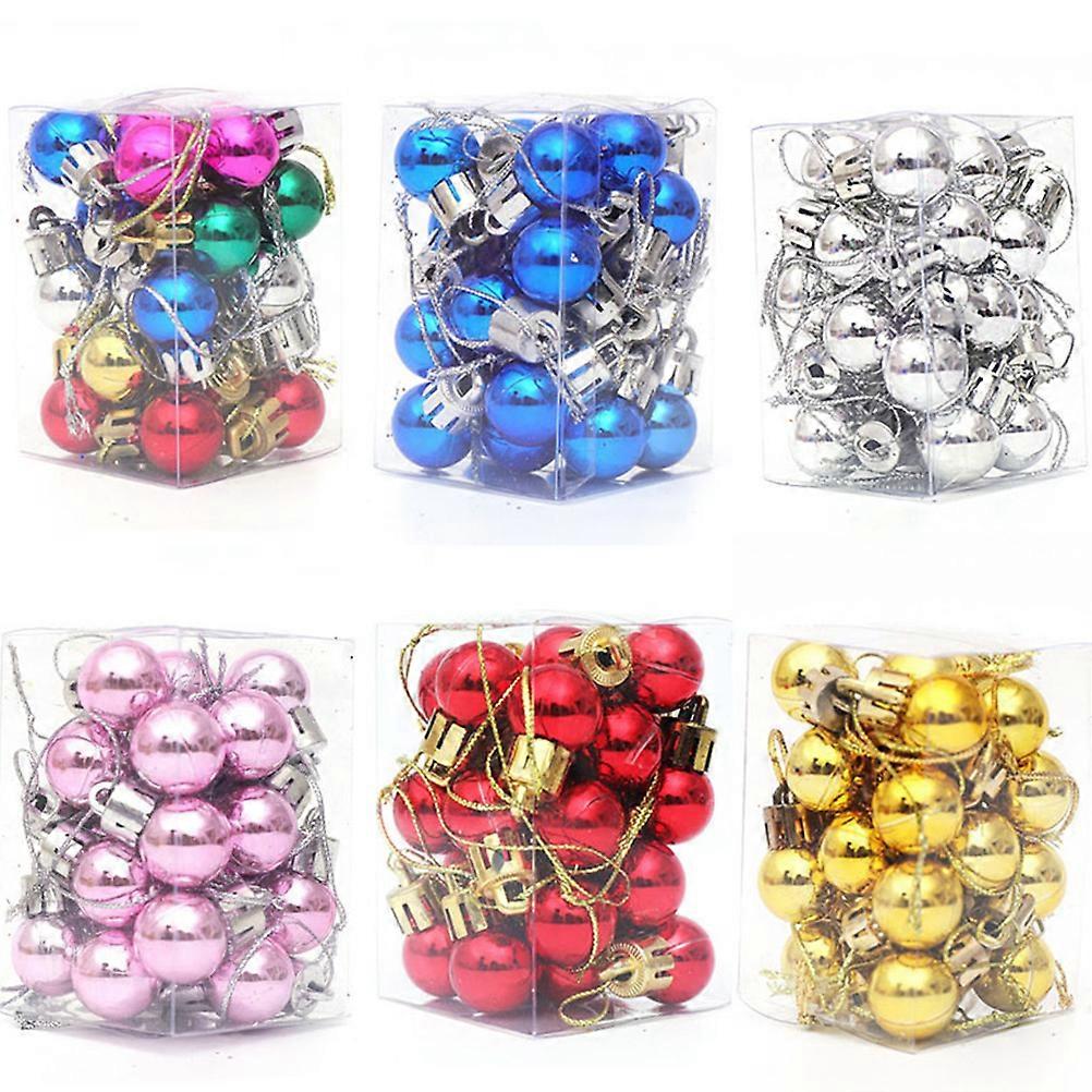 Hanging Ball Decorations for Xmas Home Blue Plastic 24Pcs