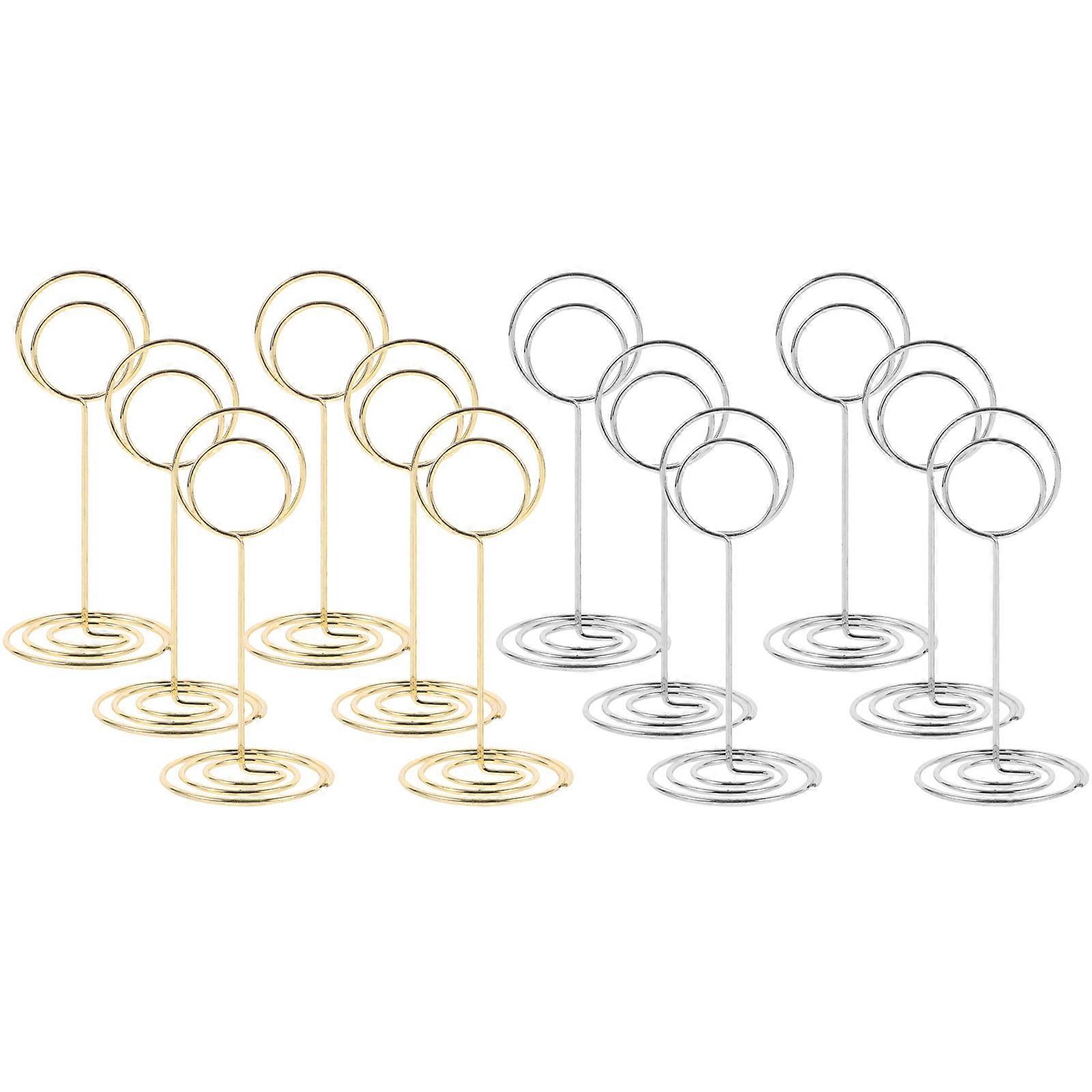 12pcs Metal Round Table Number Holders & Memo Clips for Photos, Business Cards, Wedding & Party Decorations – Compact & Stable Design – Gold & Silver