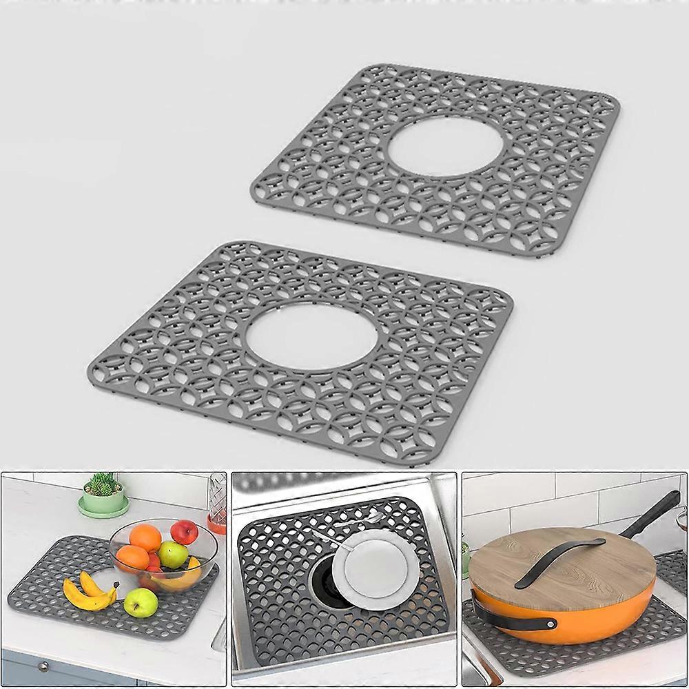 Kitchen Sink Mats, 2PC Non-Slip Heat Resistant Silicone Sink Protector Mat