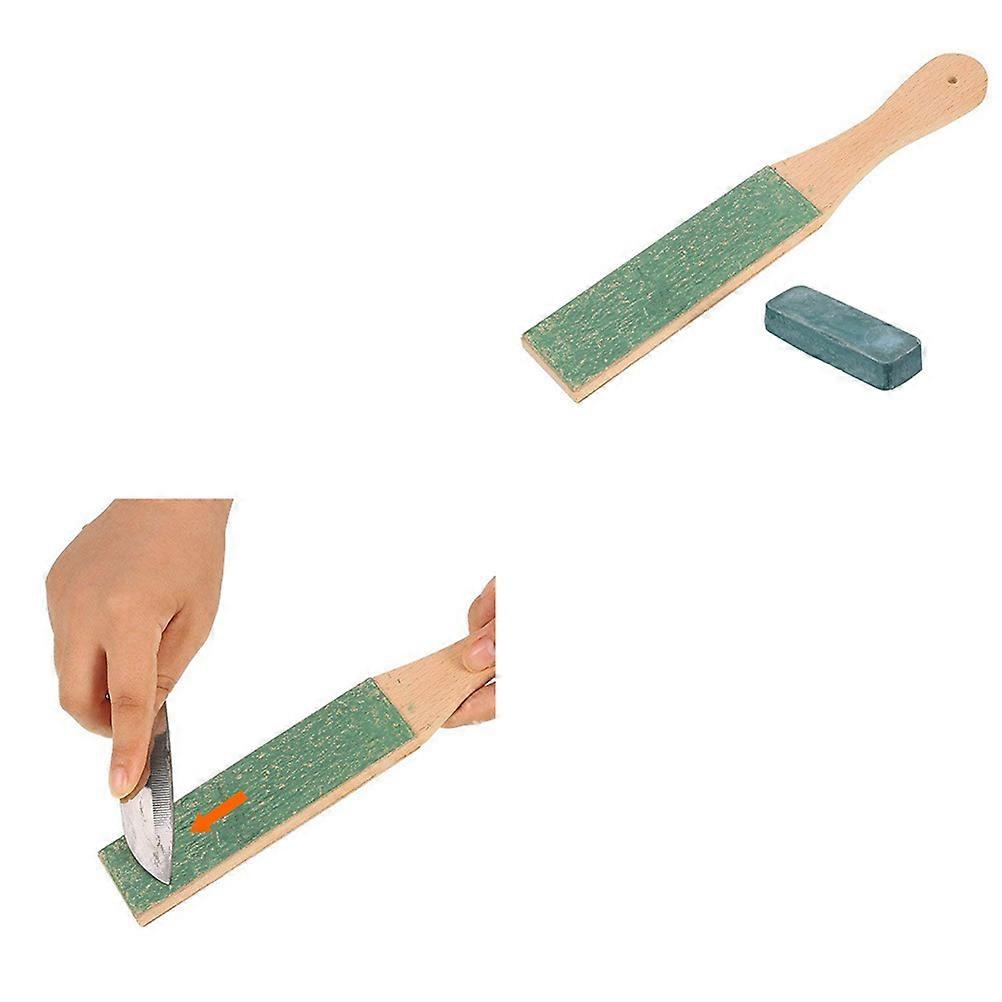 Wooden and PU Two Sided Sharpener with Handle for Kitchen Pocket Beige