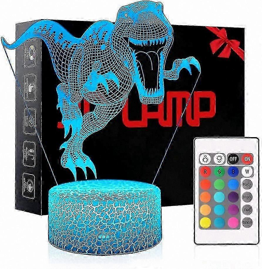 7-Color LED Night Light with Remote Control, USB & Battery Powered 3D Dinosaur Decor