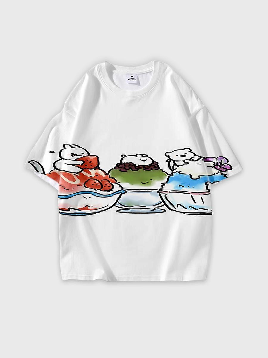 T-shirt round neck Cartoon Pattern loose short sleeve K604
