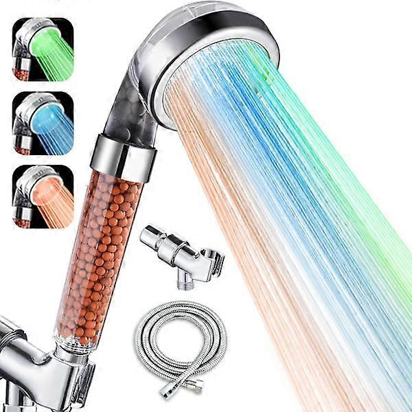 LED-Duschkopf, Handbrausekopf, wassersparender Hochdruckduschkopf mit Filterperlen für Badezimmer-Xin A