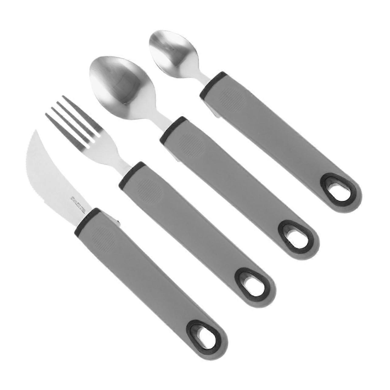 Non-Slip Tableware Set PP Material With Grip Handles For Travel, Tremor-Resistant, Portable Cooking Utensils