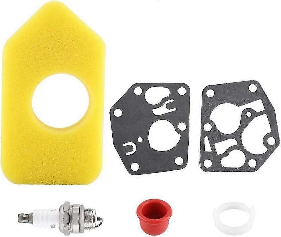 AURA Carburetor Diaphragm Kit, Foam Air Filter + Spark Plug + Carburetor Gasket + Primer Bulb + Small Accessory for Lawn Mower