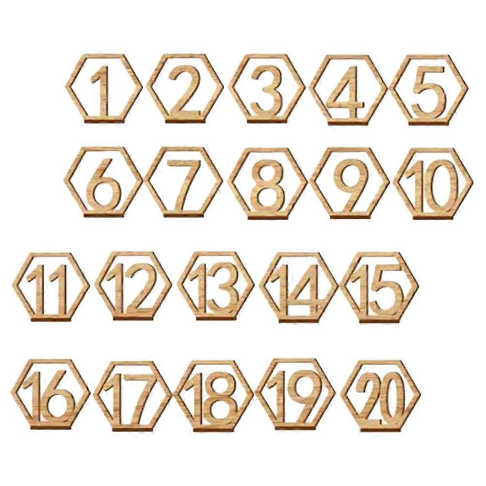 Light Brown Table Number Sign for Wedding Reception Desk Display 20pcs 1-20 Numbers