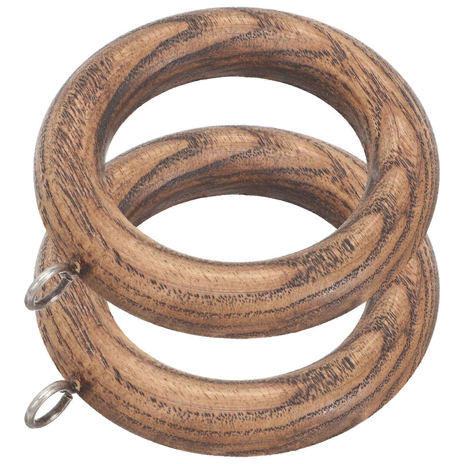 Wooden Curtain Rings for Decoration Coffee Color No Burrs Flexible and Safe to Use 2 Pieces