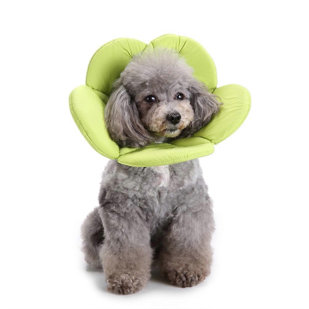 Pet Dog Recovery Collar Cloth Protective Cone for Wound Green Size M