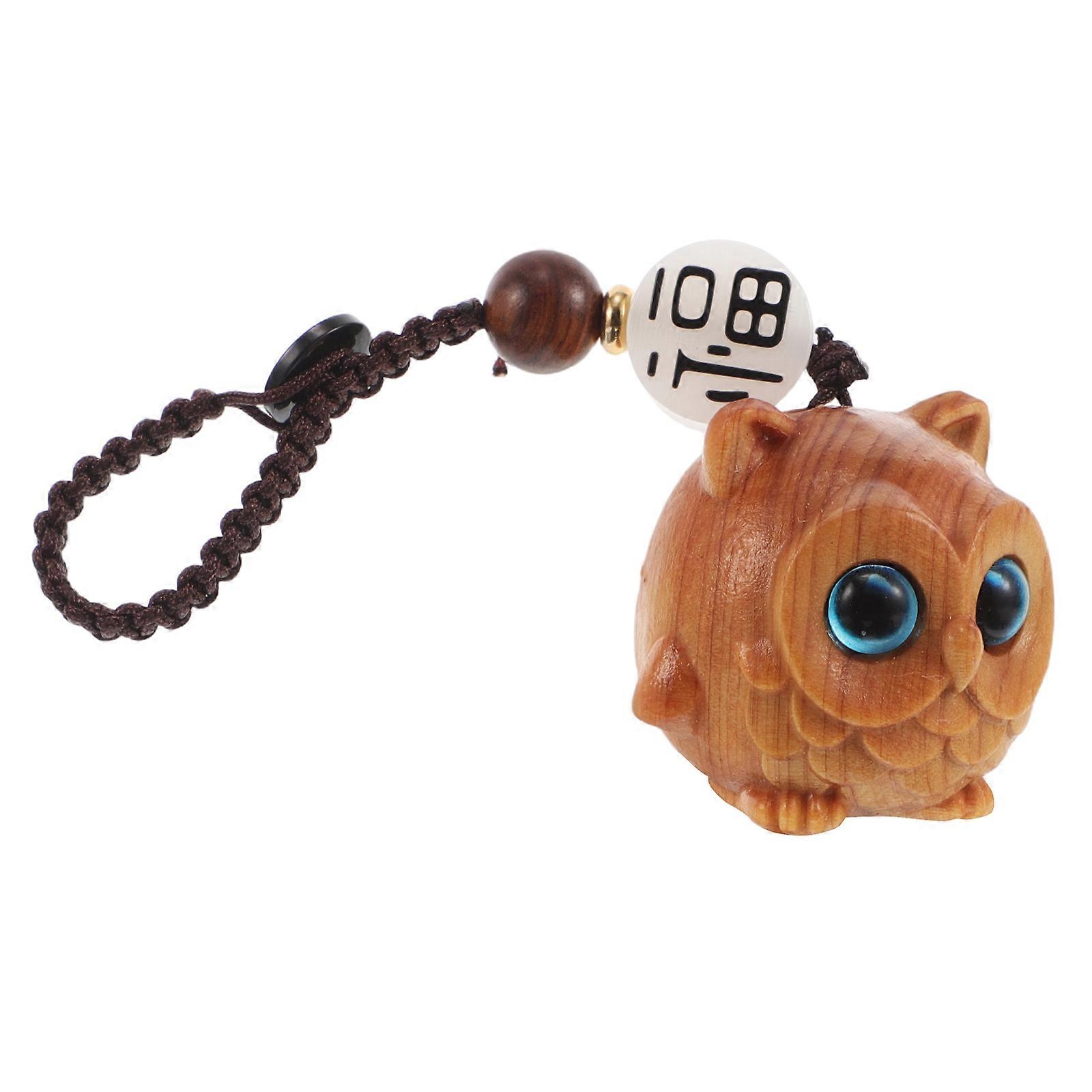 Adorable Owl Wooden Keychain for Car Keys and Handbag Decoration Unique Handcrafted Wood Charm Small Keyring