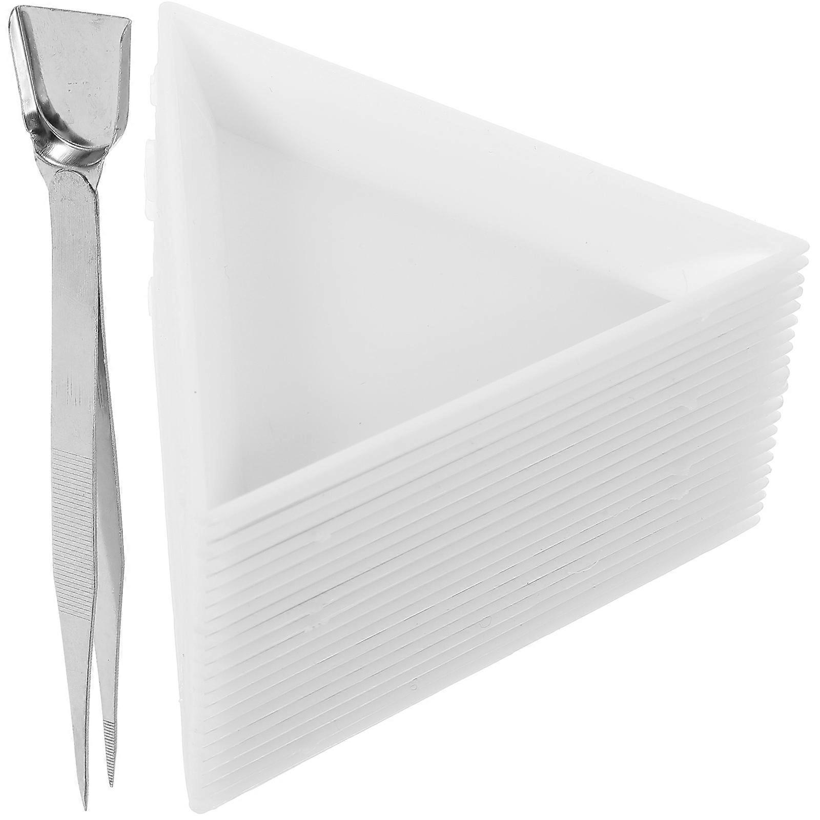 Diamond Dotting Trays with Triangular Bead Sorting Plates and Stainless Steel Tools for Rhinestones, Glue, Nail Art, Cross Stitch, and Embroidery