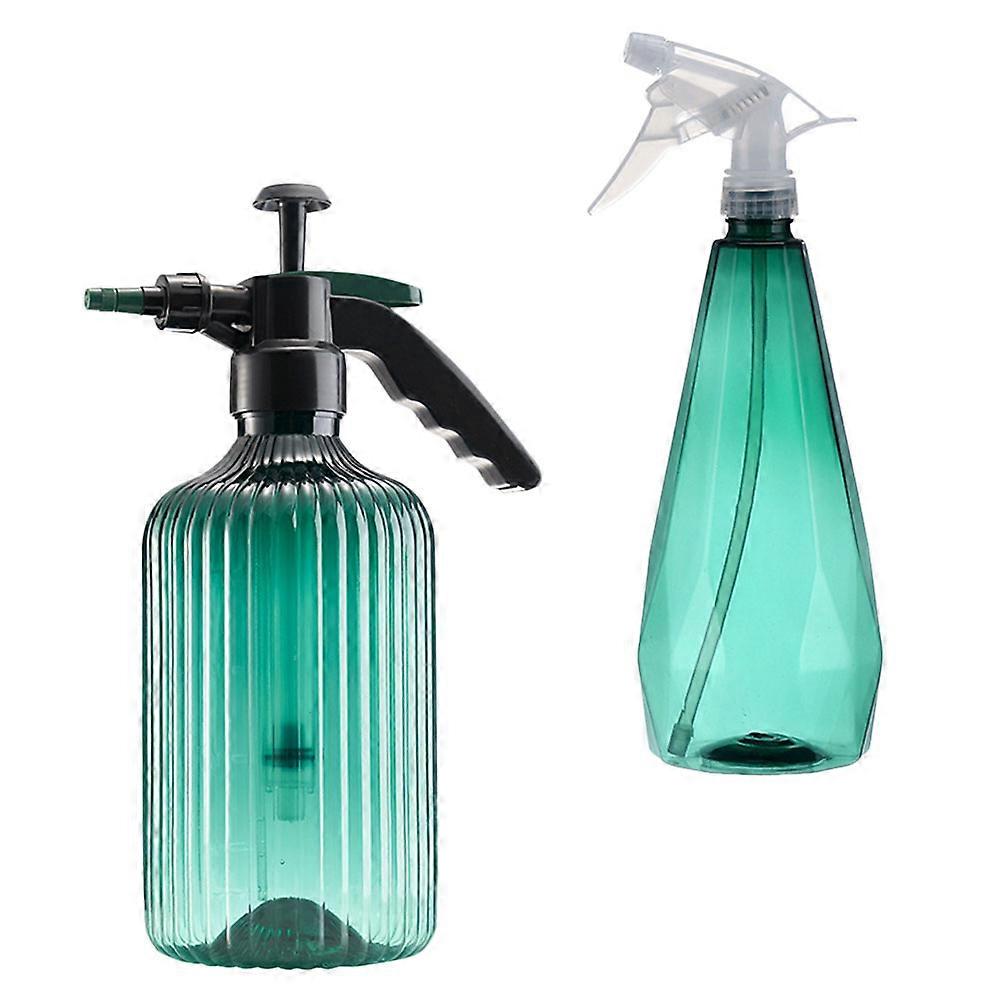 Green Plastic Watering Can for Gardening 2 Pieces