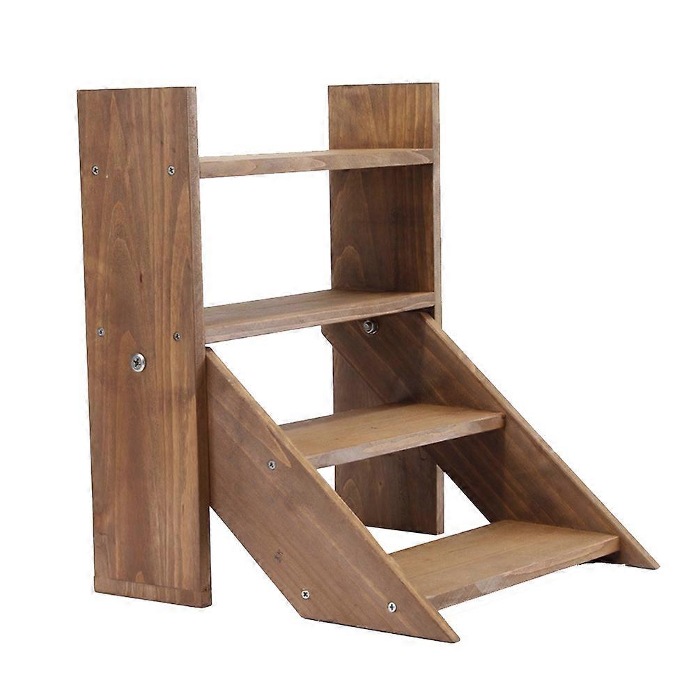 Wooden Storage Rack for Family Use Coffee Color Modern Design Durable Twolayers 17.72x11.81x29.53 Inches