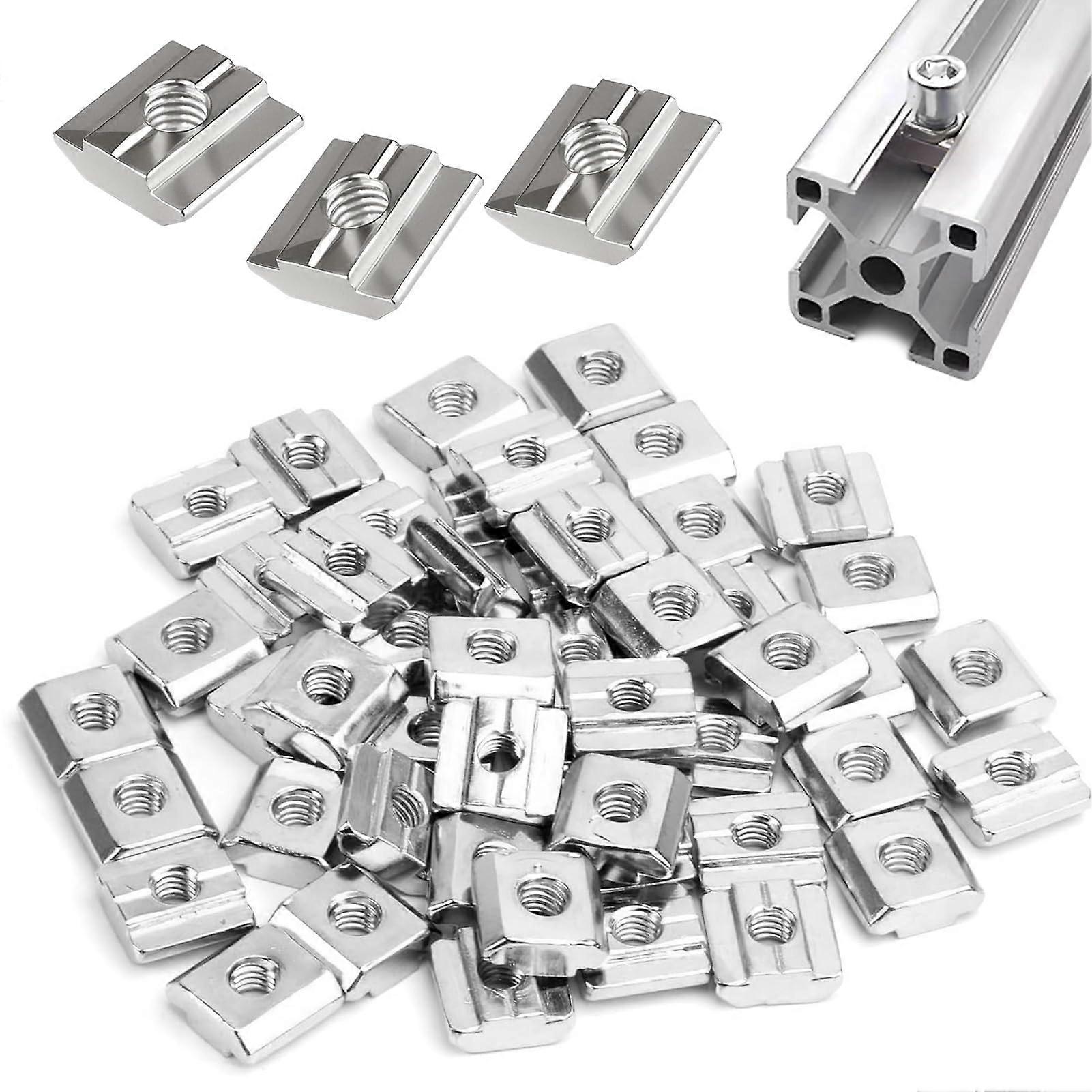 M8 Nut Inserts Set, 30 Carbon Steel T-Nuts with Ball Nut for Aluminum Profile Slot, Compatible with Extrusion Systems