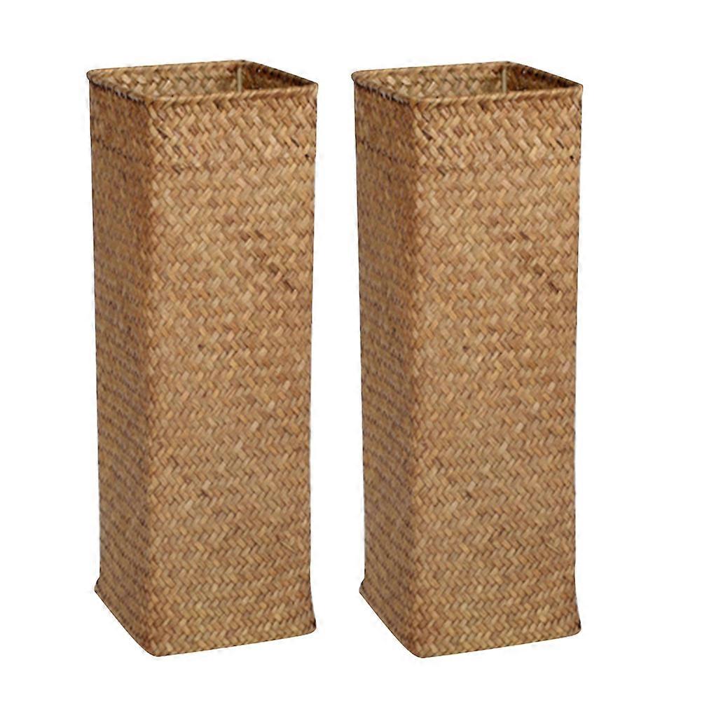 2pcs Rustic Flower Vase Woven Bottle Decorative Container for Dry Flowers Home