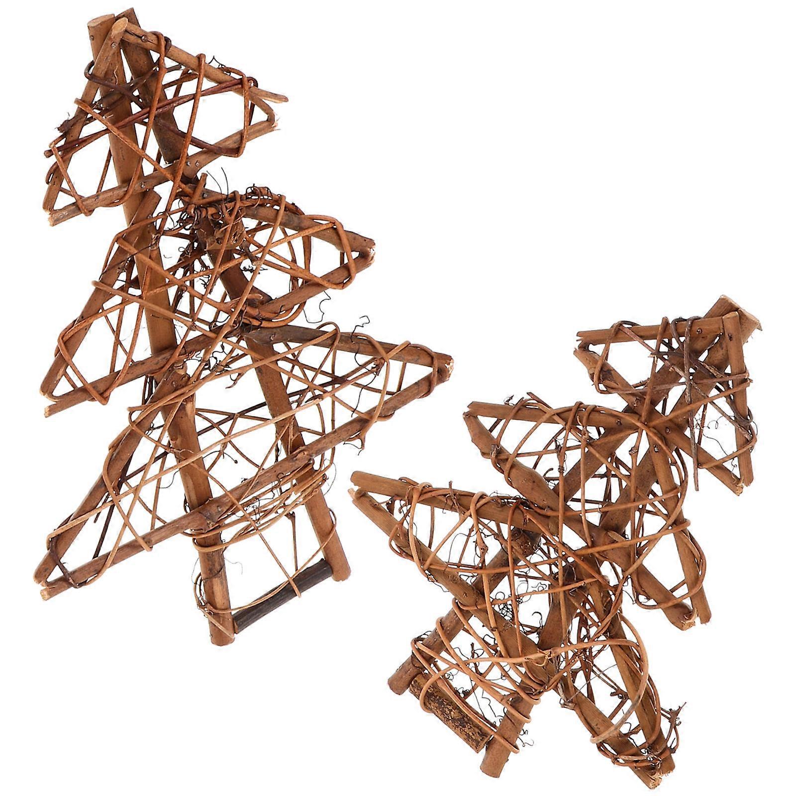 Light Brown Rattan Wreath for DIY Crafts and Decoration Use Classic Festival Flower Vine Wreath 2 Pieces