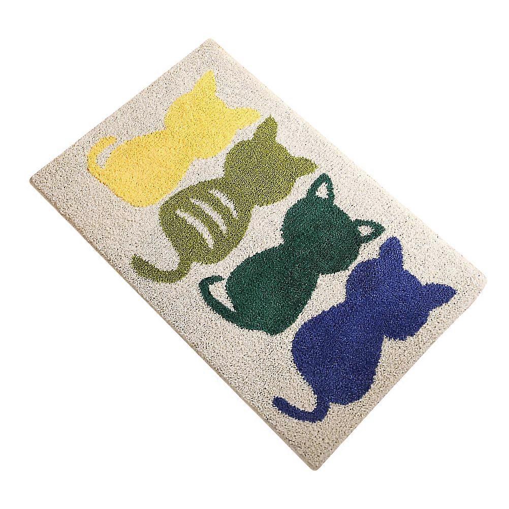 Cartoon Design Bathroom Mat 1Set Non-slip Polyester Floor Mat Khaki Color Protective Function Ideal For Homeowners And Families