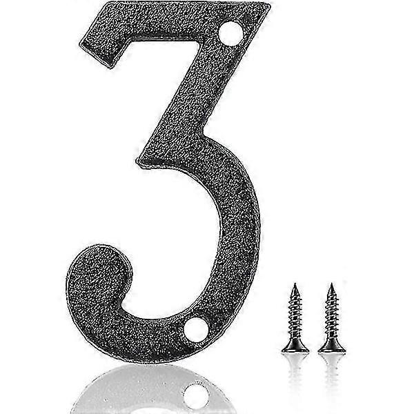 3 Inch Cast Iron House Numbers and Letters, Vintage Cast Iron House Number Solid Metal Gate Mailbox Number Zekai Number 3.