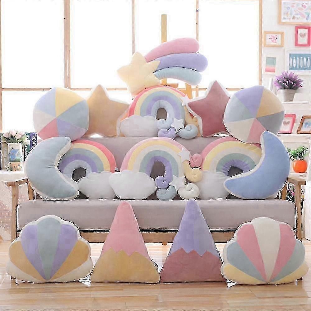 Rainbow plush cushion for ergonomic chair back support