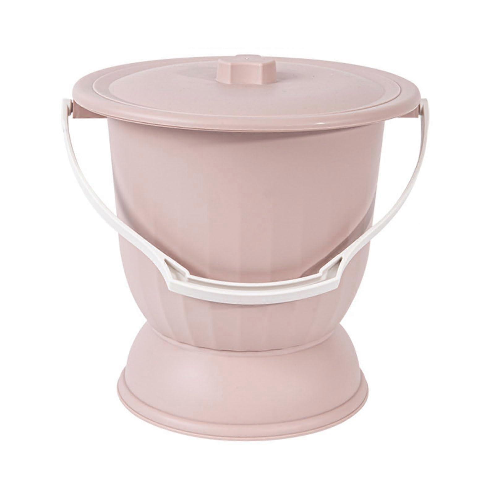 Night Pot for Elderly and Pregnant Women, Portable Urine Bucket with Lid, 24.5 x 24.7 cm, Roze Color, Handle Included