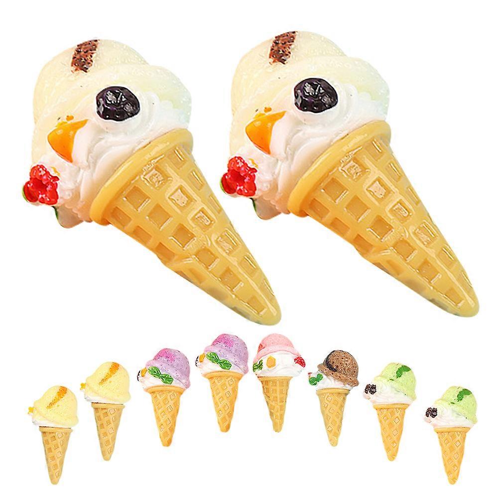Artificial Ice Cream Cone Toys for Decoration Made of Resin Assorted Color 10Pcs