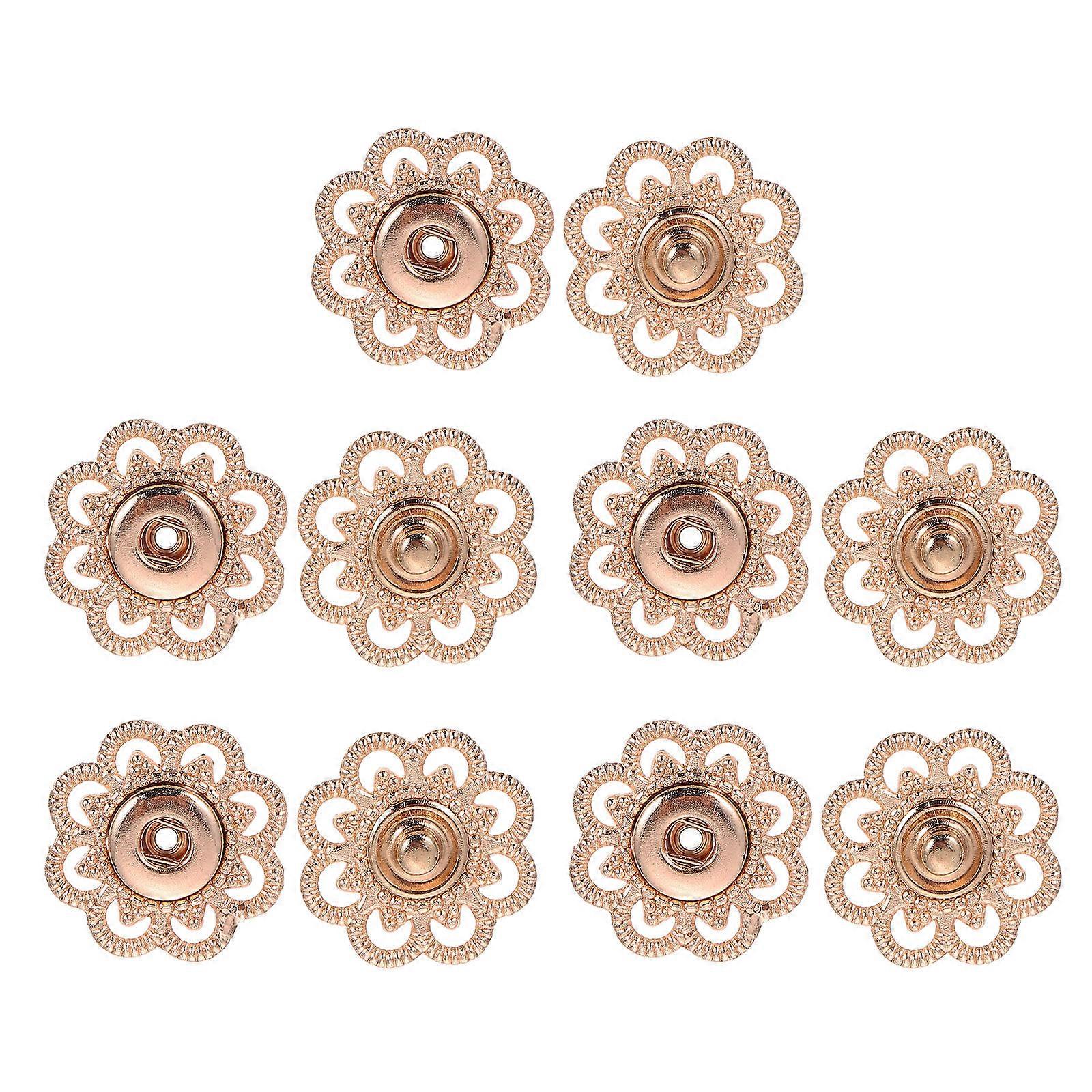 10 Pairs Golden Clothing Snaps Decorative Metal Buttons For DIY Artwork Sewing Jackets