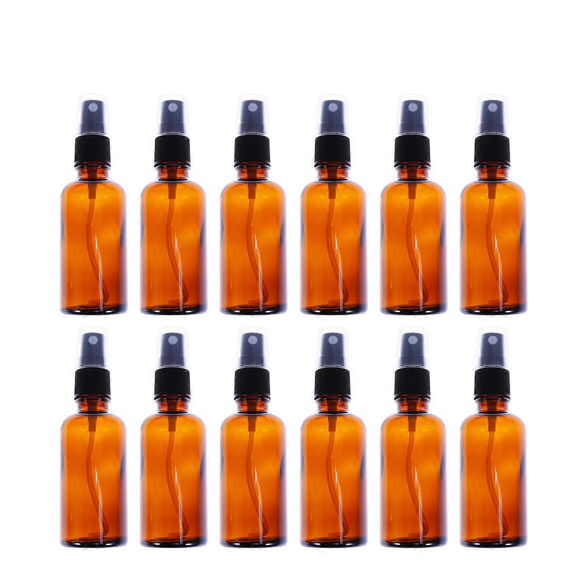 Refillable 12Pcs 50ml Liquid Bottle Brown Portable Spray Mist Bottles Ideal For Travel Toiletries Storage Containers