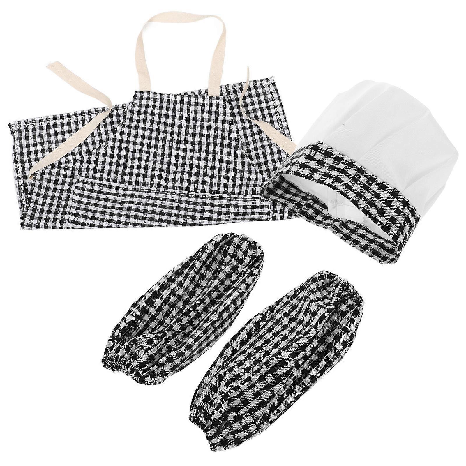 Kids Cooking Apron with Chef Hat for Kitchen Use White Polyester Comfortable Durable Size Adjustable