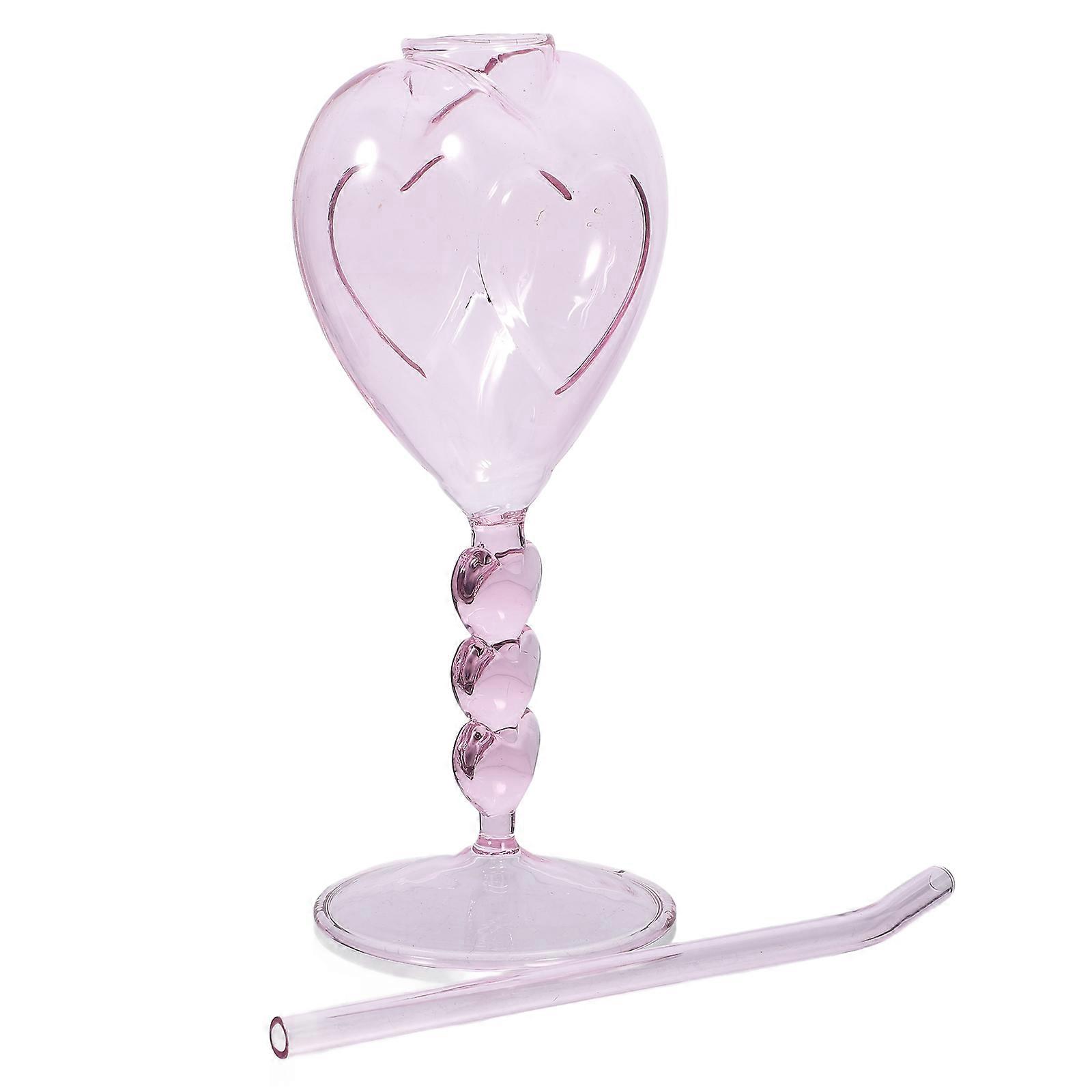 Decorative Heart Shaped Glass for Photography Props and Home Use with Straw 1 Set